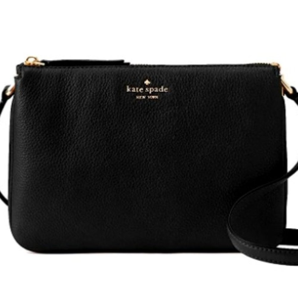 Kate Spade Triple Gusset Crossbody Black leather